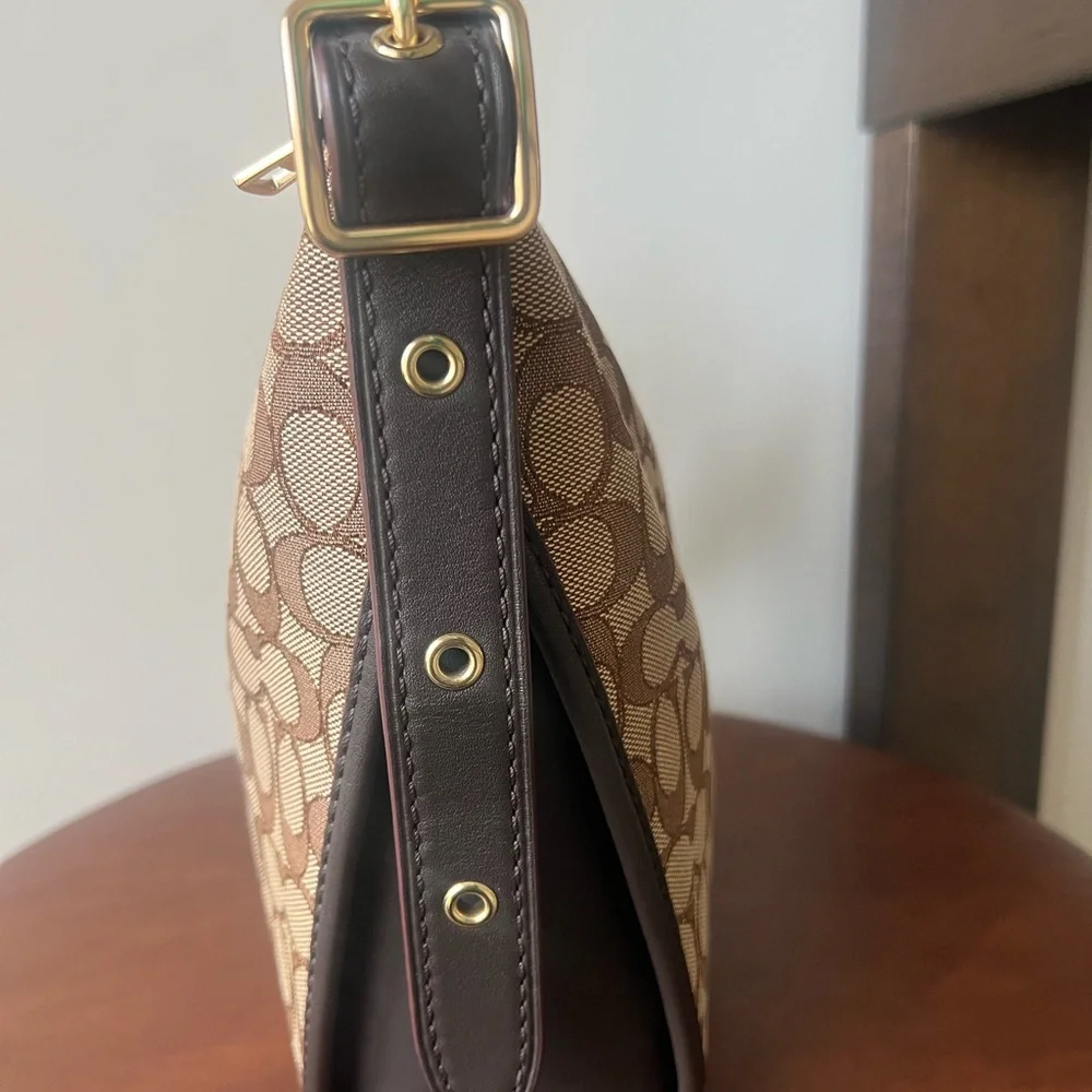 Coach Brown Signature Jacquard & Leather Crossbody Dufflette Shoulder Bag - Picture 7 of 11